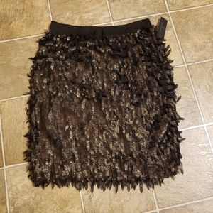 Worthington gold/black chiffon feather skirt